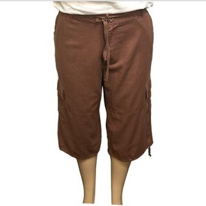 Trust Mens Linen Blend Cargo Walking Shorts brown size 36